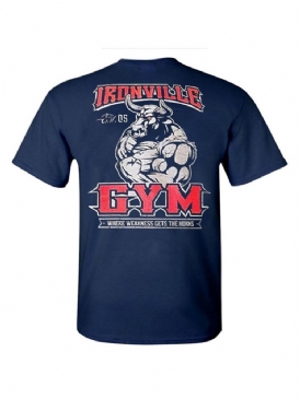 Herrtröja Med Bokstavstryck Gym Sport T-Shirt