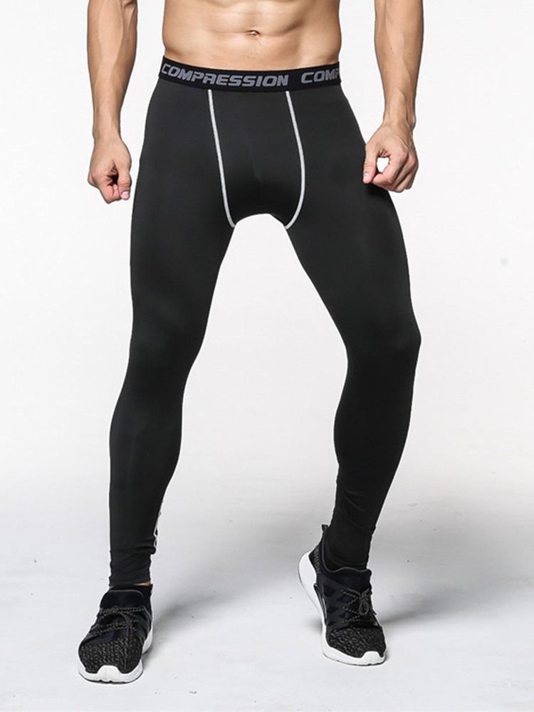 Män Anti-Svett Color Block Polyester Sport Leggings