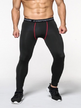 Män Anti-Svett Color Block Polyester Sport Leggings