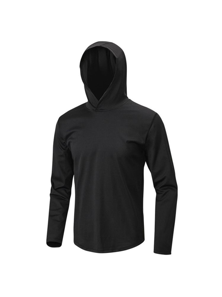 Solid Quick Dry Pullover Långärmad Hood Sports Tops