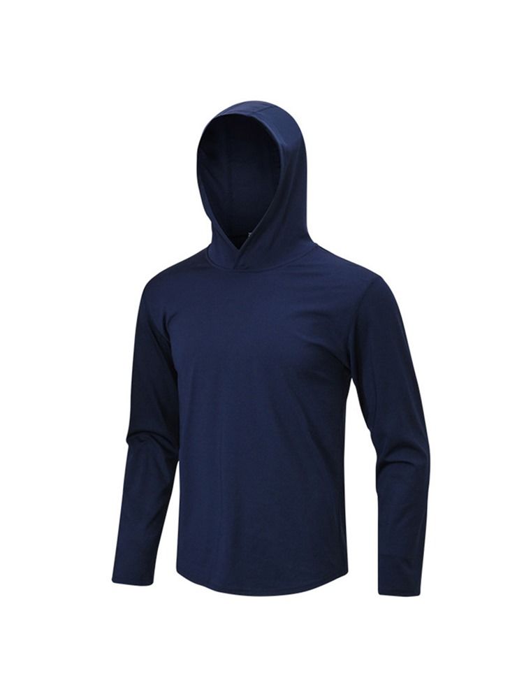 Solid Quick Dry Pullover Långärmad Hood Sports Tops