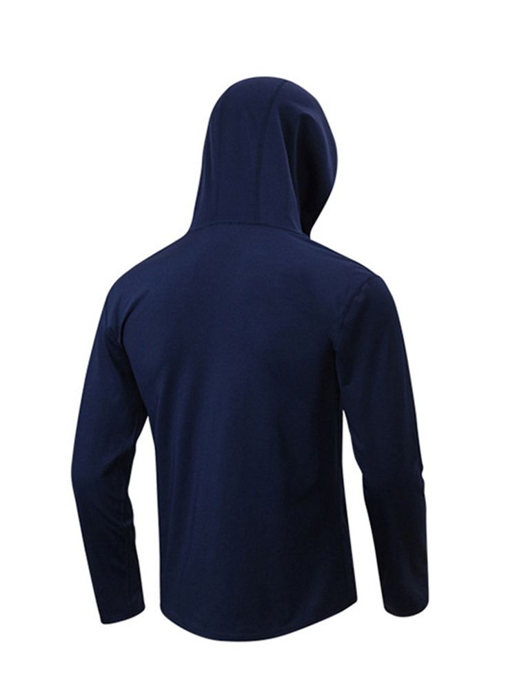 Solid Quick Dry Pullover Långärmad Hood Sports Tops