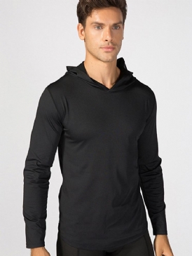 Solid Quick Dry Pullover Långärmad Hood Sports Tops