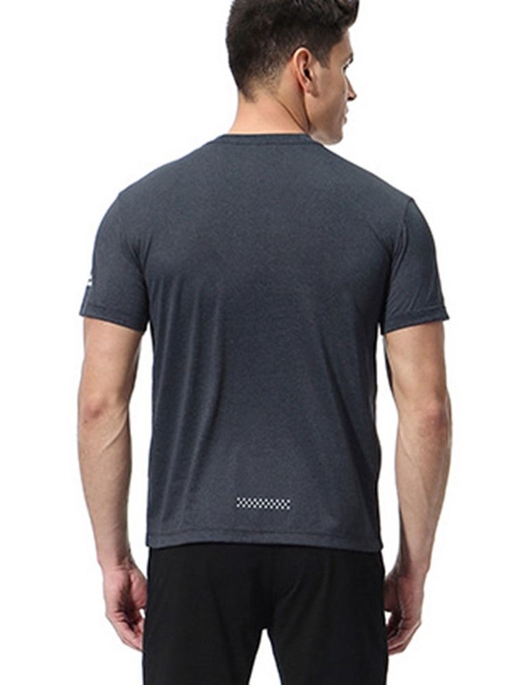 Solid Snabbtorkande Kortärmad Gymsport T-Shirt För Män