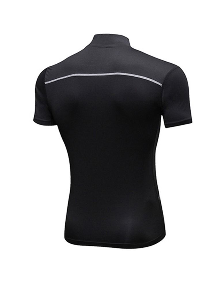 Stretch Sports Quick Dry T-Shirt För Män Med Dragkedja