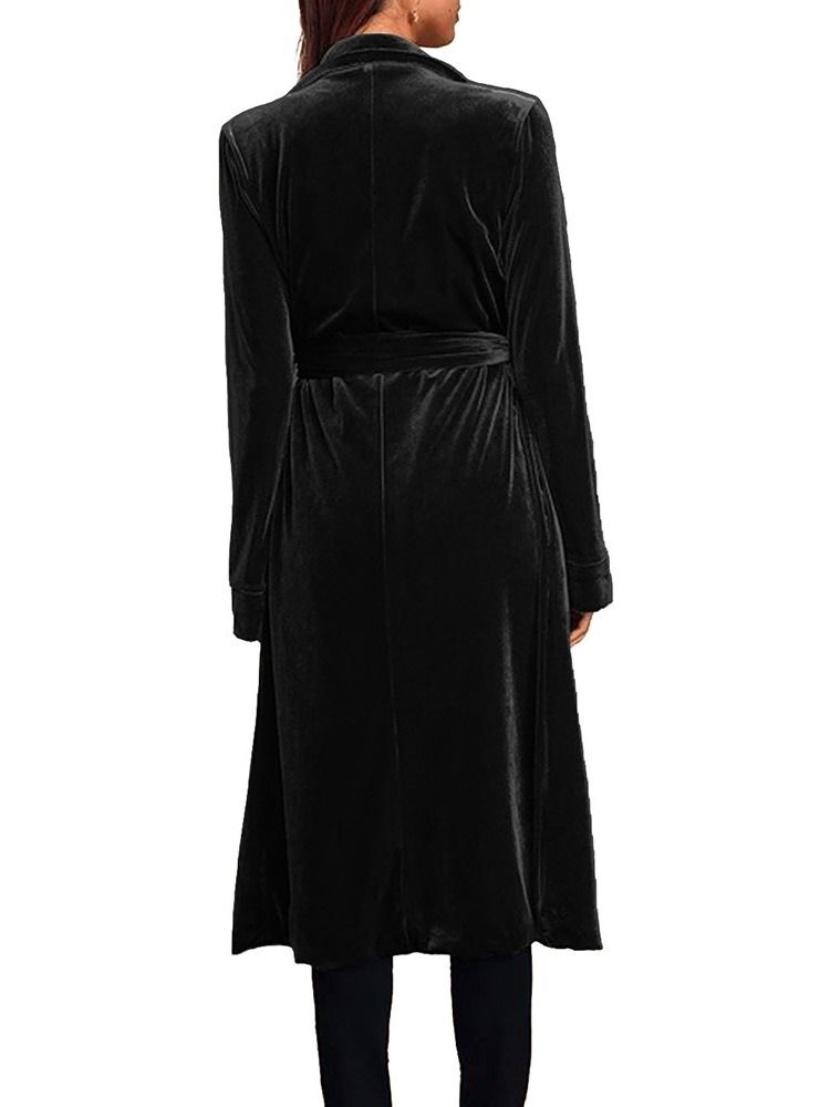 Långt Lapelbälte Western Regular Trench Coat