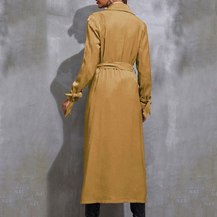 Lapel Dubbelknäppt Long Fall Western Trench Coat