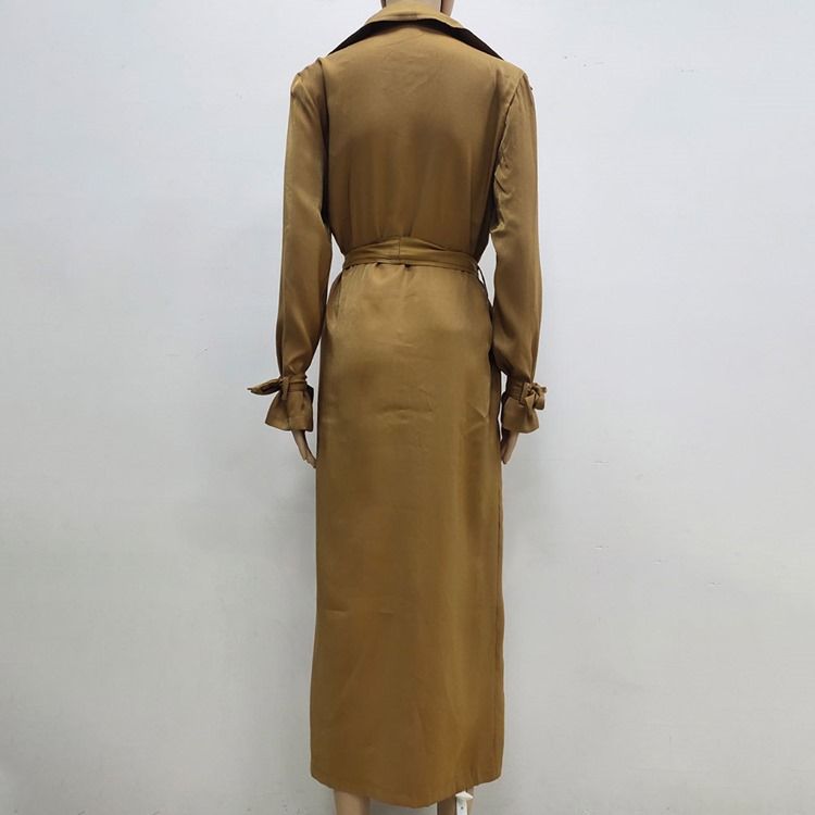 Lapel Dubbelknäppt Long Fall Western Trench Coat