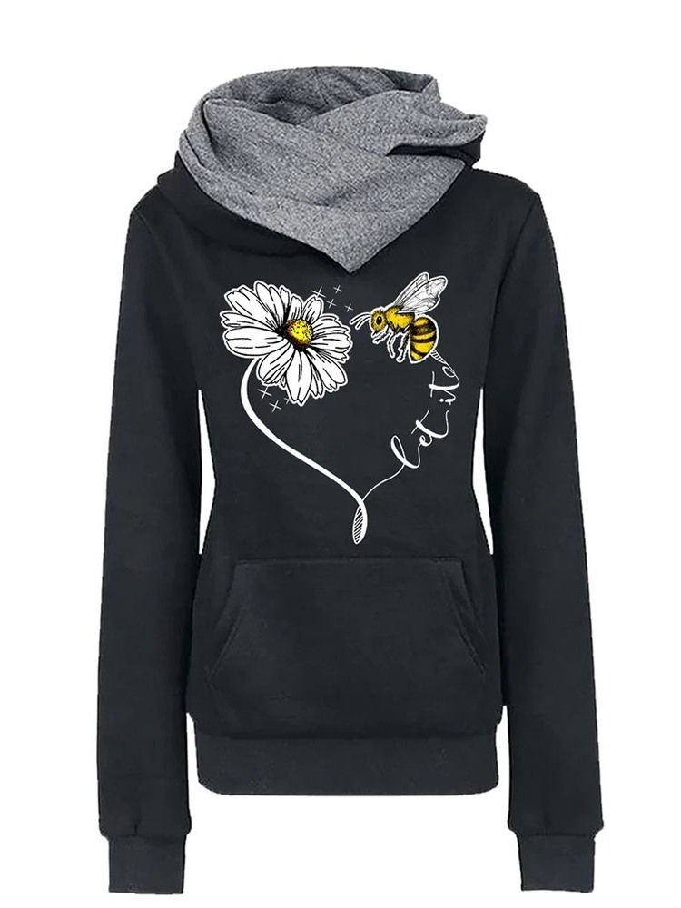 Plantera Vanligt Tryck Höst Långärmad Hoodie