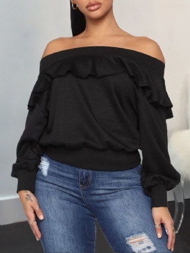 Vanlig Falbala Off Shoulder Fall Hoodie