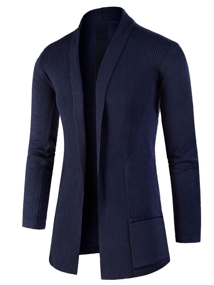 Lapel Slim Mid-Length Cardigan Tröja För Män