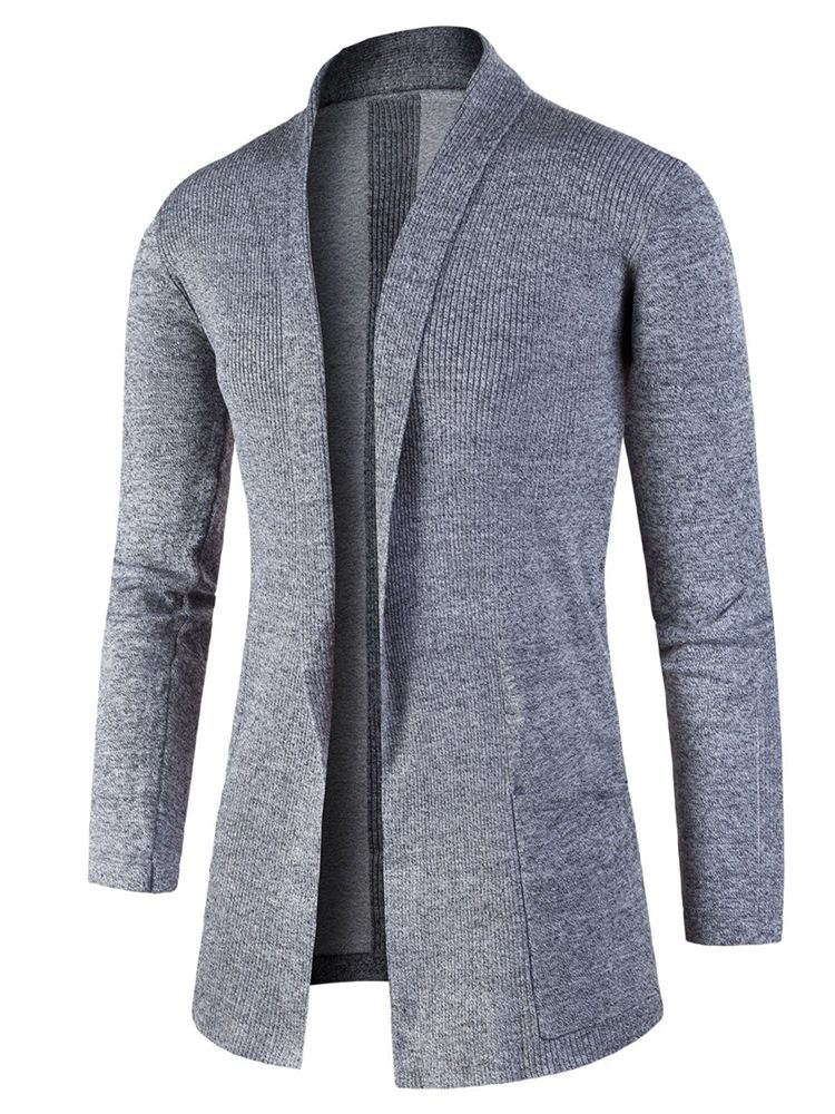 Lapel Slim Mid-Length Cardigan Tröja För Män