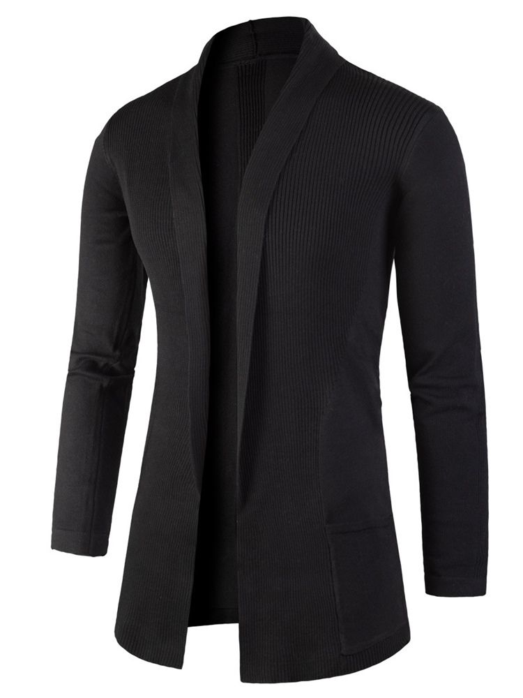 Lapel Slim Mid-Length Cardigan Tröja För Män