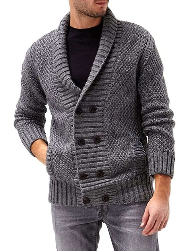 Pocket Standard Lapel Enkelknäppt Slim Sweater