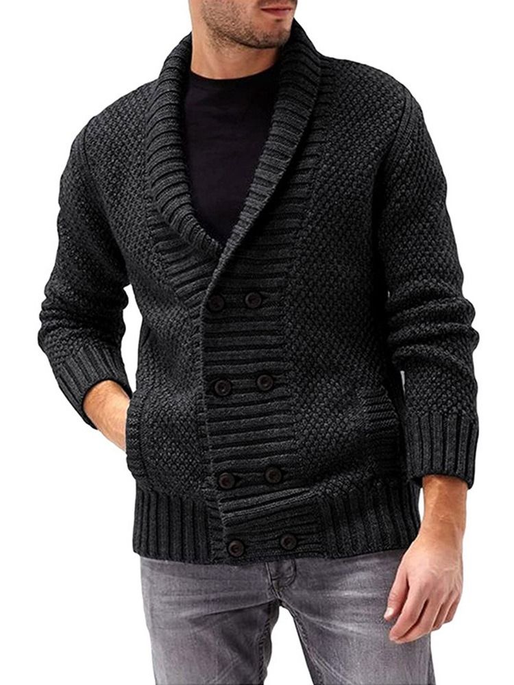 Pocket Standard Lapel Enkelknäppt Slim Sweater