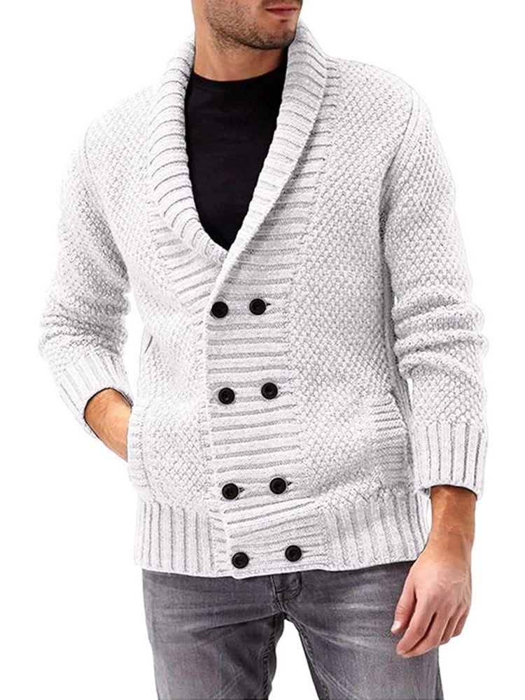 Pocket Standard Lapel Enkelknäppt Slim Sweater