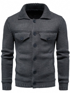 Standard Lapel Plain Casual Slim Sweater