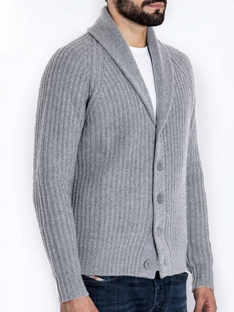 Standard Lapel Plain Slim Fall-Tröja