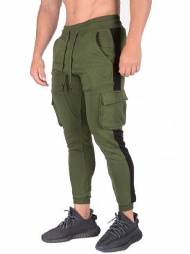 Cargo Pants Pencil Pants Color Block Patchwork Sport Herr Casual Byxor