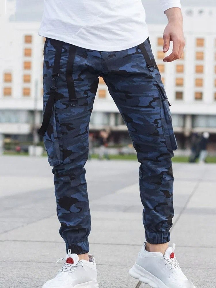 Cargo Pants Pencil Pants Kamouflage Pocket Mid Waist Casual Casual Byxor