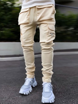 Cargo Pants Pocket Color Block Pencil Byxor Höst Koreanska Män Casual Pants