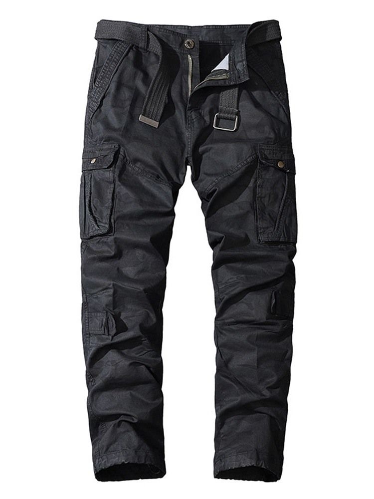 Cargo Pants Rak Pocket Camouflage Button Europeiska Mäns Casual Byxor