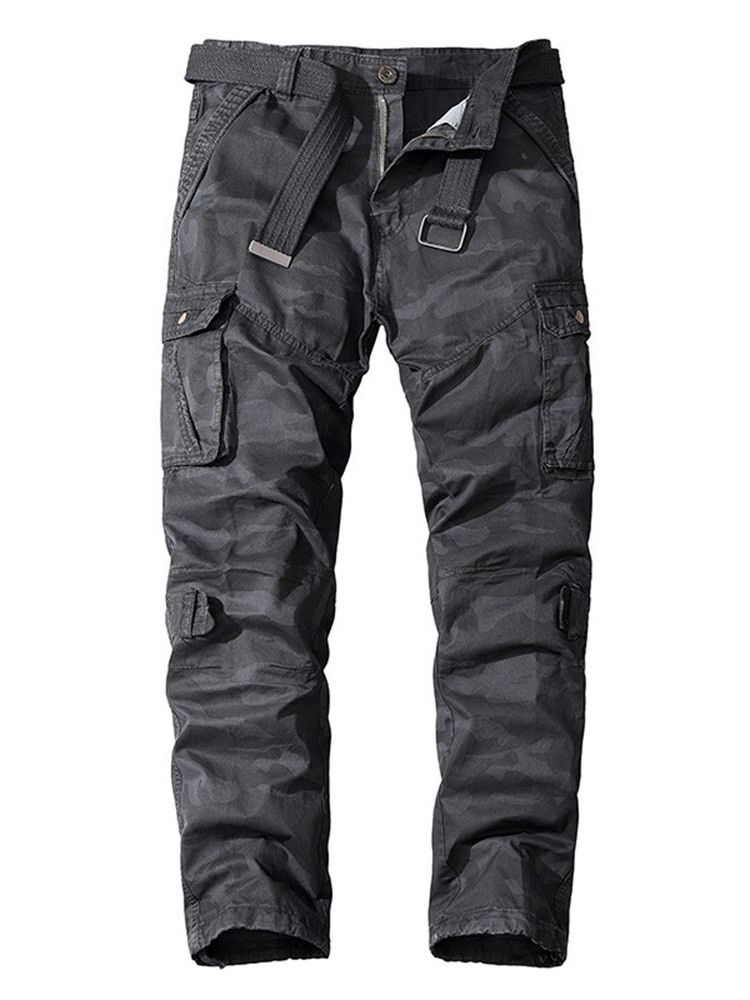 Cargo Pants Rak Pocket Camouflage Button Europeiska Mäns Casual Byxor