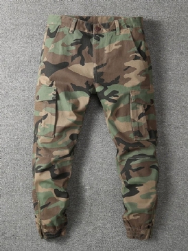 Print Camouflage Button Four Seasons Casual Pants