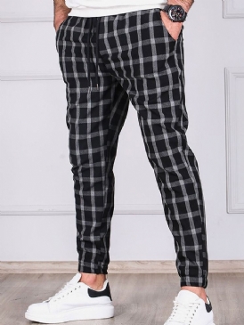 Rutig Pencil Pants Pocket Herr Casual Byxor