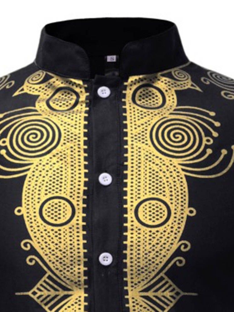 African Fashion Dashiki Print Lös Herrskjorta