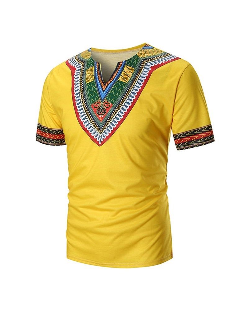 Afrikanskt Mode Dashiki Etnisk Kortärmad T-Shirt För Män