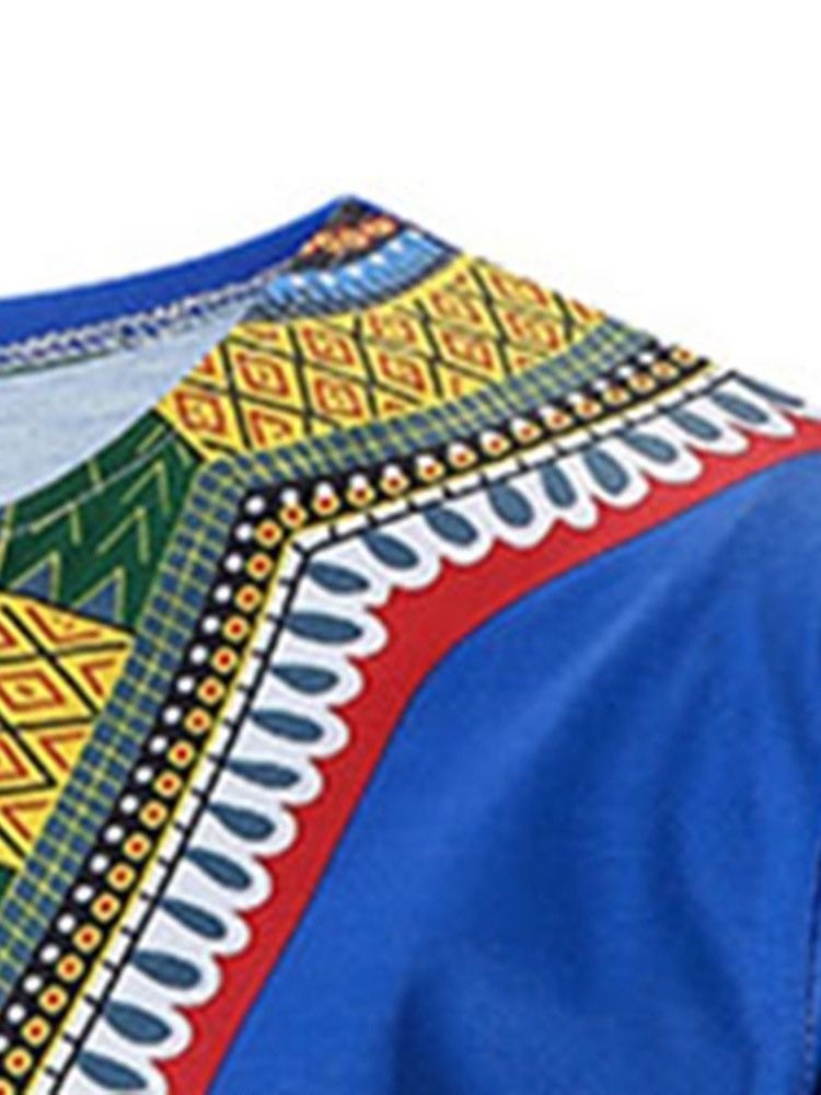 Afrikanskt Mode Dashiki Etnisk Kortärmad T-Shirt För Män