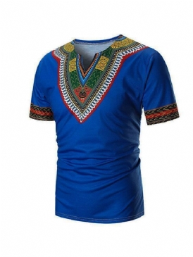 Afrikanskt Mode Dashiki Etnisk Kortärmad T-Shirt För Män