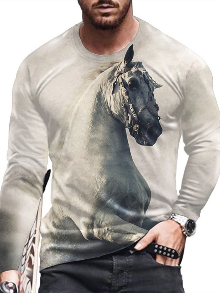 Animal Casual Print Pullover Lös T-Shirt