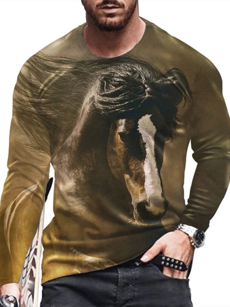 Animal Casual Print Pullover Lös T-Shirt