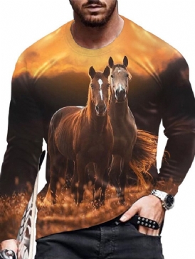 Animal Casual Print Pullover Lös T-Shirt