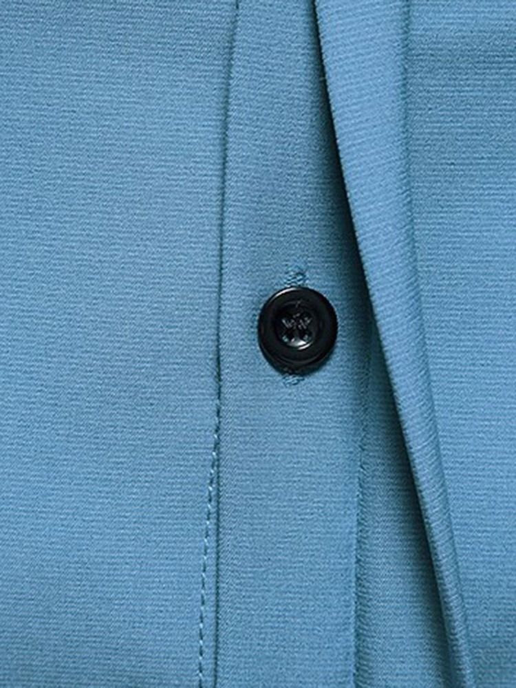 Broderi Lapel Koreansk Enkelknäppt Smal Skjorta