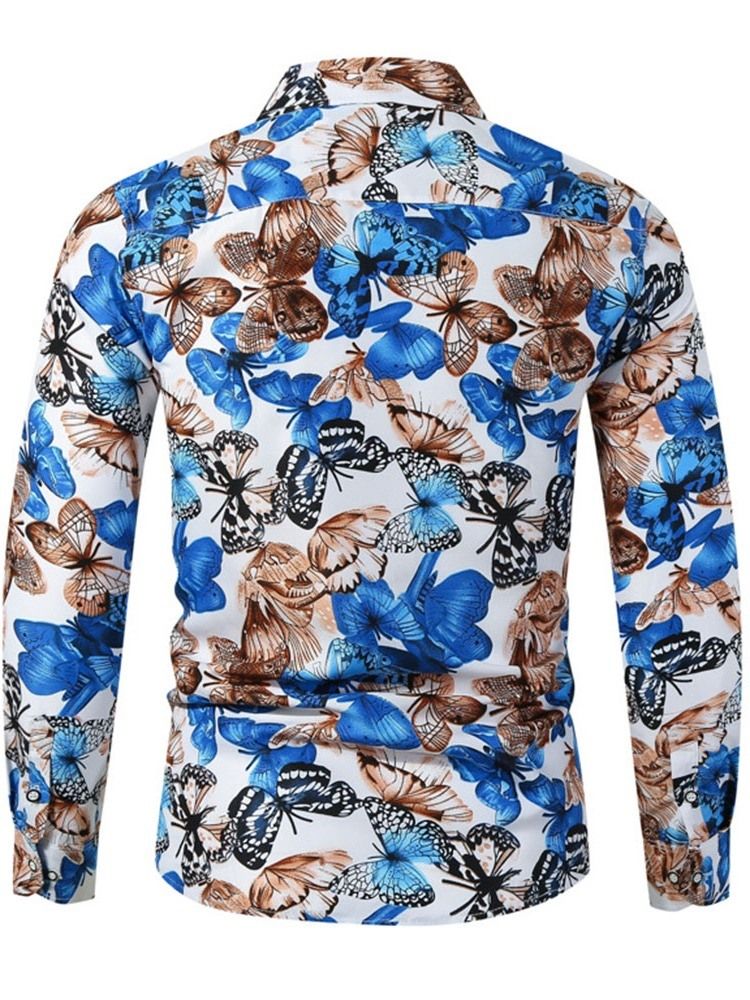 Casual Lapel Animal Spring Slim Shirt För Män