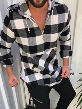 Casual Rutig Pocket Fall Slim Shirt