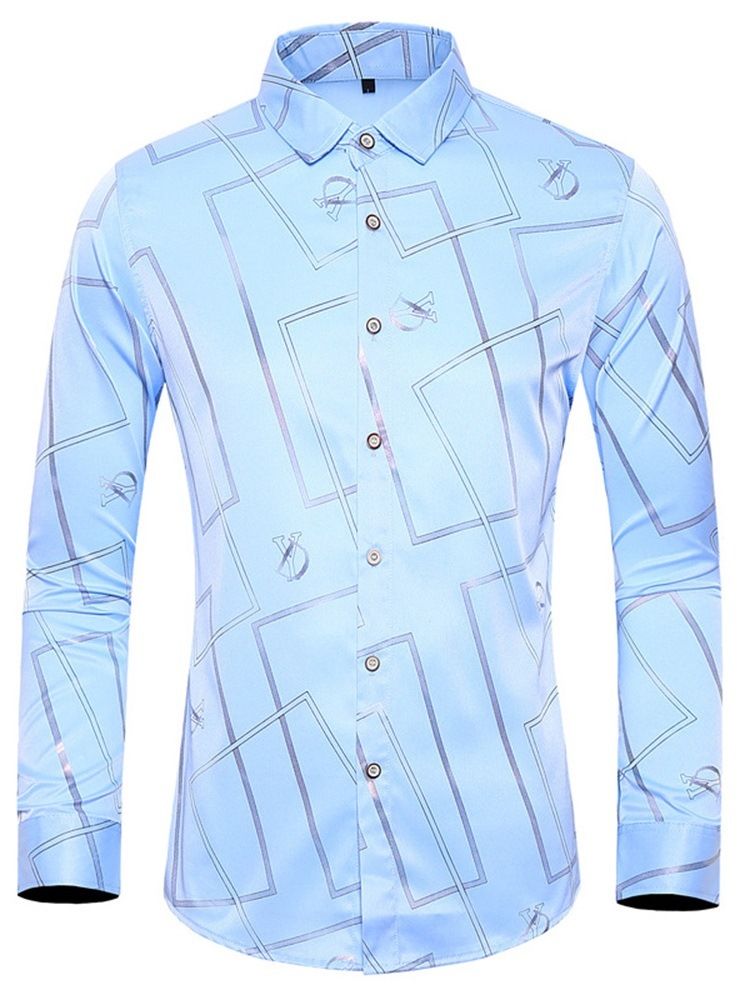 Lapel Print Mode Slim Fall Shirt