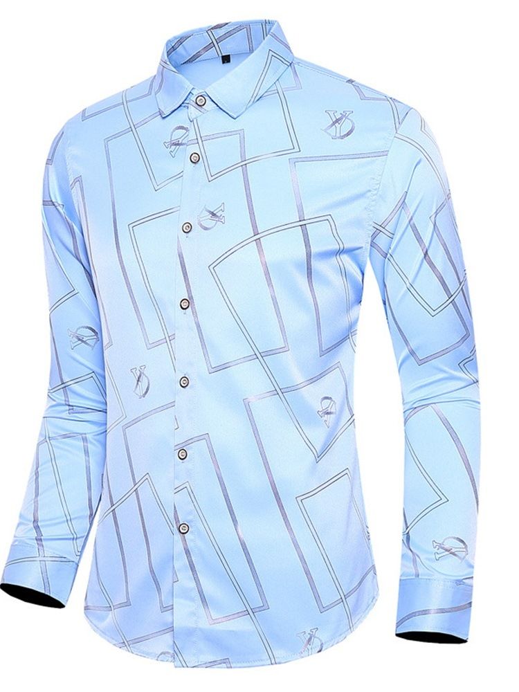 Lapel Print Mode Slim Fall Shirt