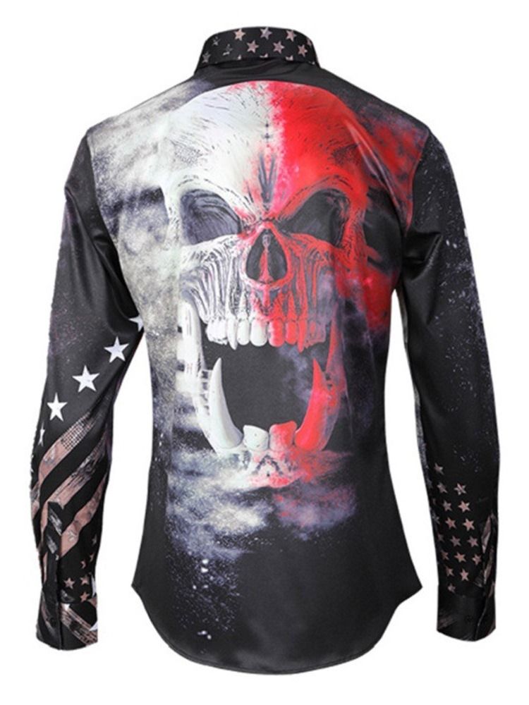 Lapel Skull European Slim Fall Shirt