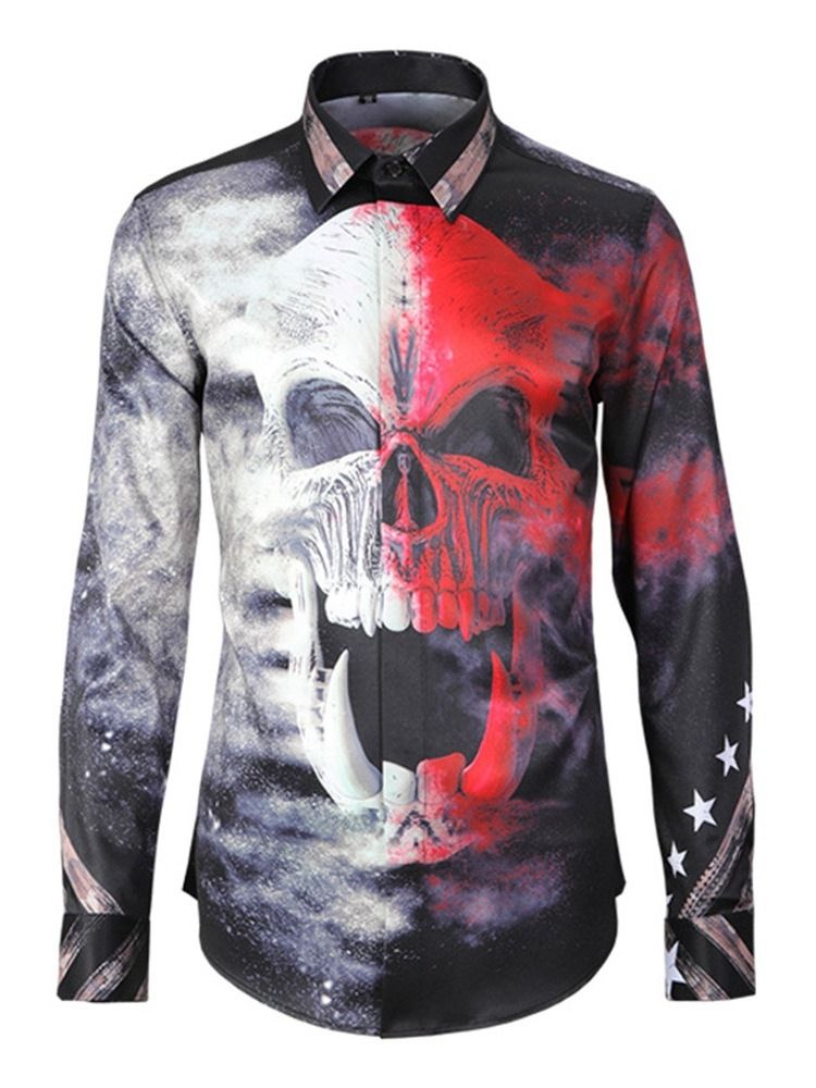 Lapel Skull European Slim Fall Shirt