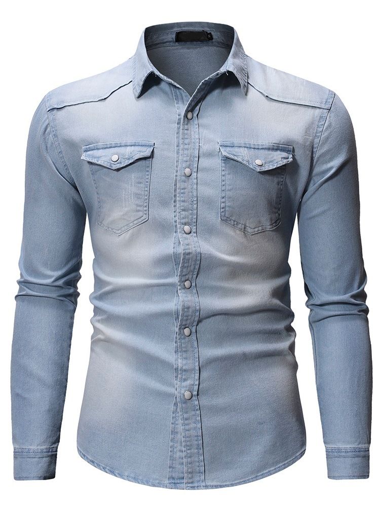 Sliten Lapel Casual Enkelknäppt Slim Shirt