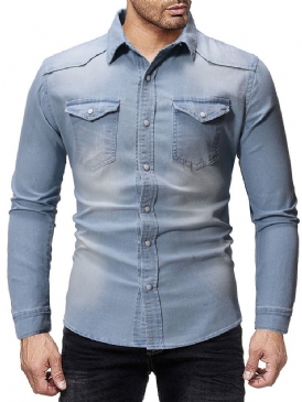 Sliten Lapel Casual Enkelknäppt Slim Shirt