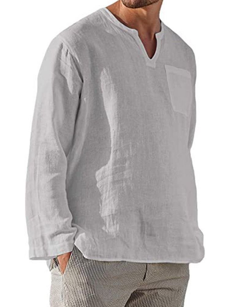 Vanlig Enkel Pocket Fall Loose Shirt