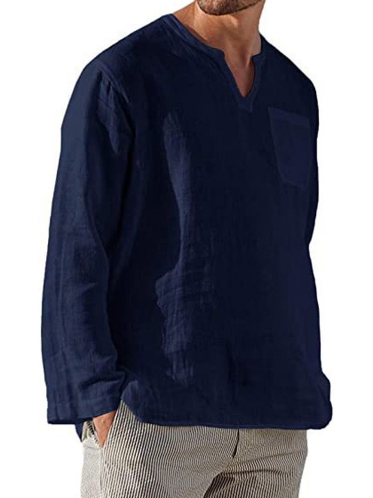 Vanlig Enkel Pocket Fall Loose Shirt