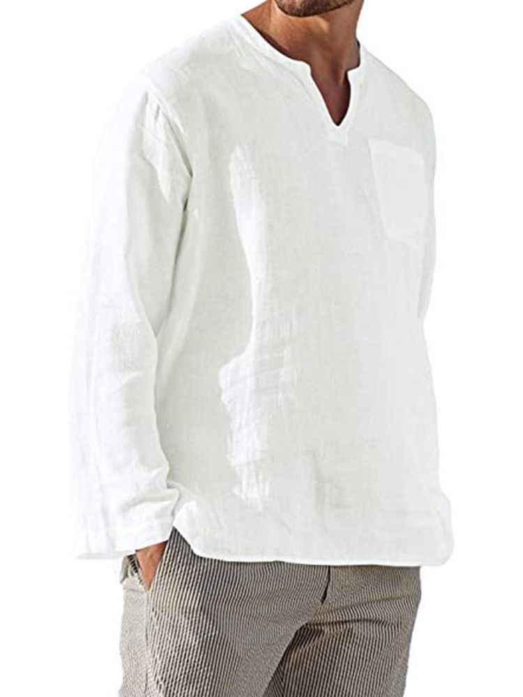 Vanlig Enkel Pocket Fall Loose Shirt