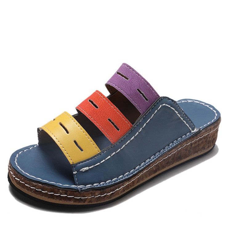 Hollow Flip Flop Slip-On Color Block Tofflor