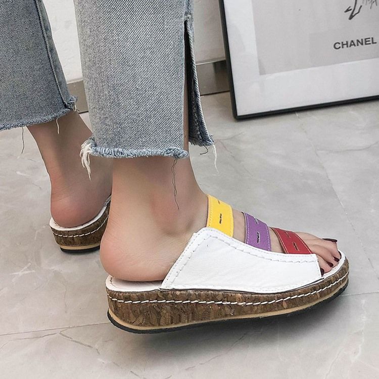 Hollow Flip Flop Slip-On Color Block Tofflor